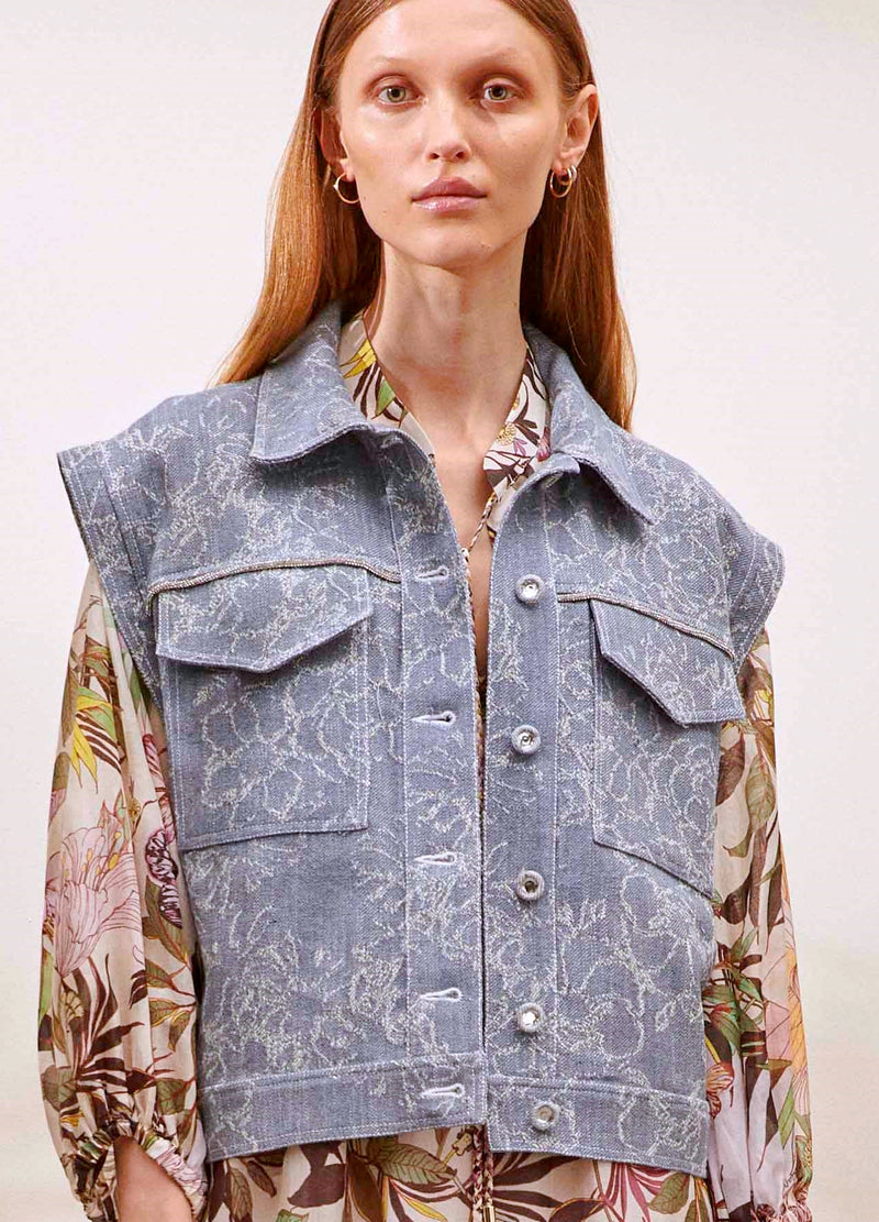 DENIM VEST CON CRISTALLI