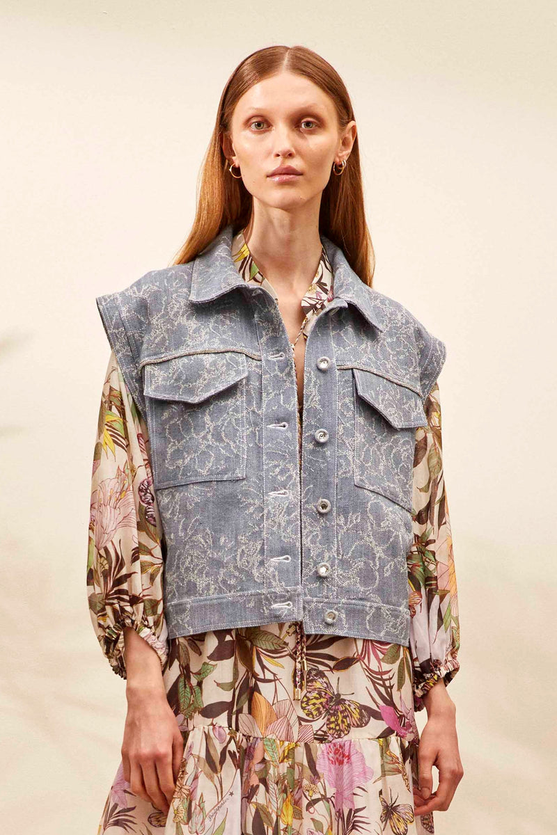 DENIM VEST CON CRISTALLI