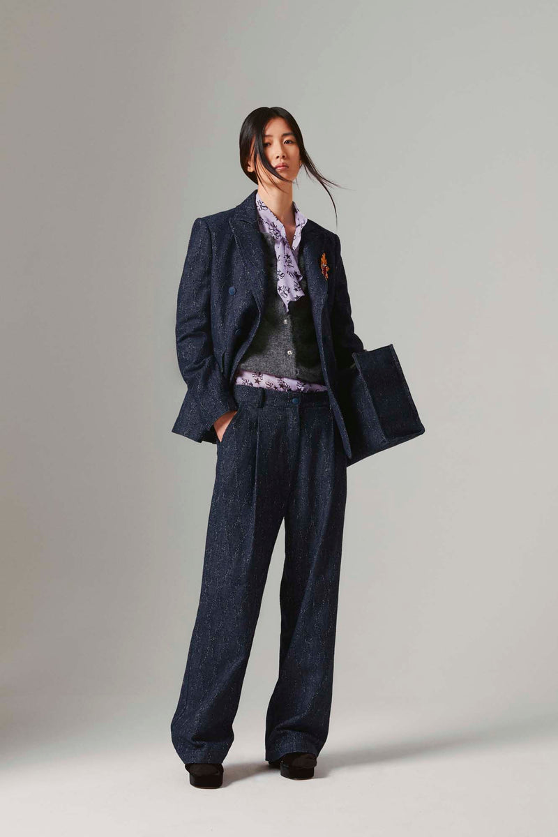 Shirtaporter PANTALONI AMPI IN DENIM JACQUARD