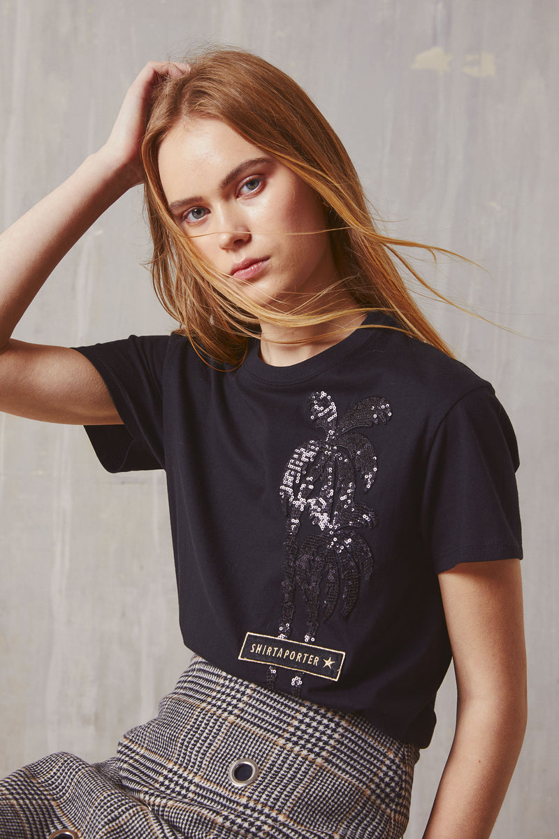 Shirtaporter T-SHIRT PALME SEQUIN