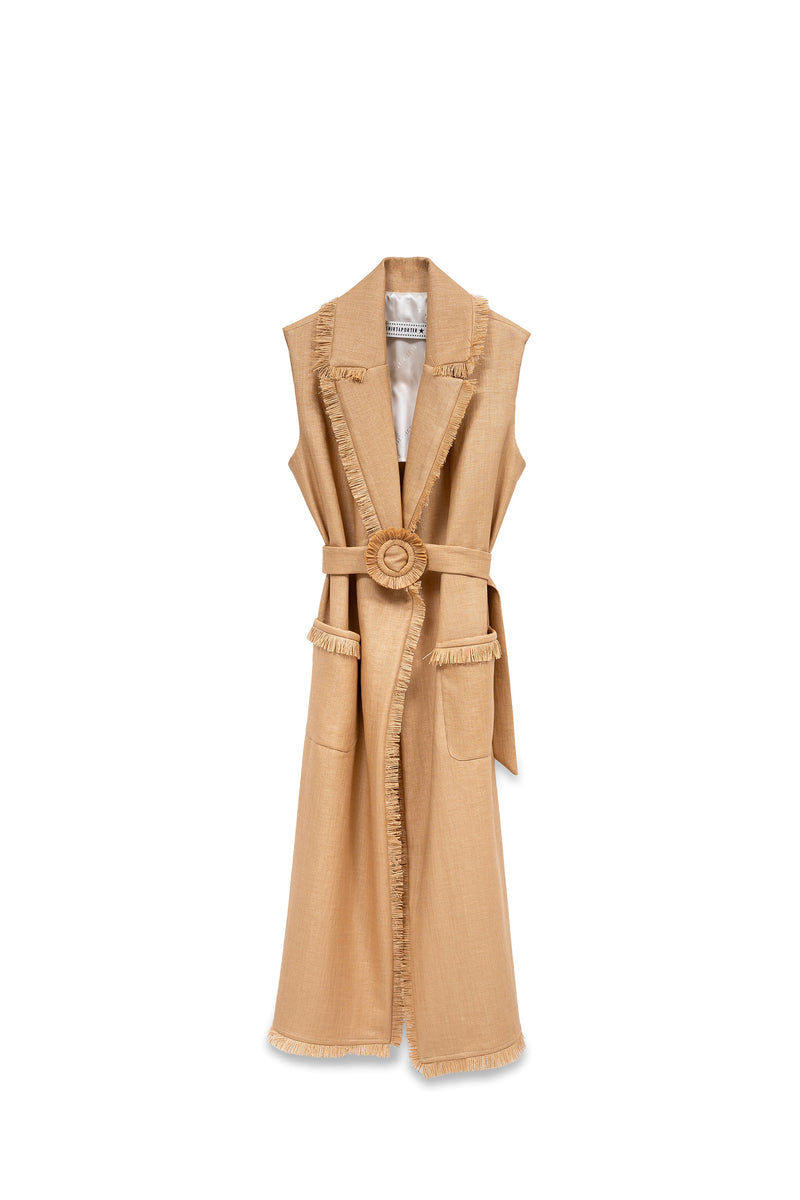 LONG VEST IN RAFIA