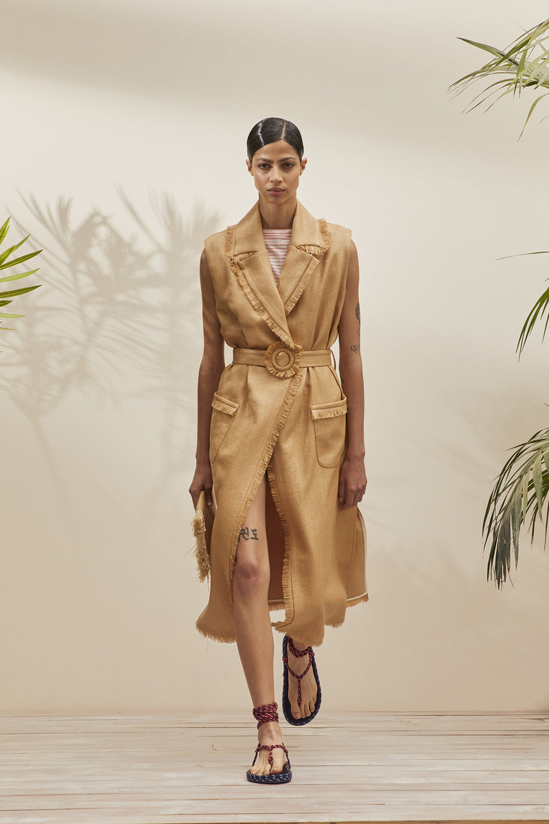 LONG VEST IN RAFIA