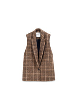 Gilet check con spilla