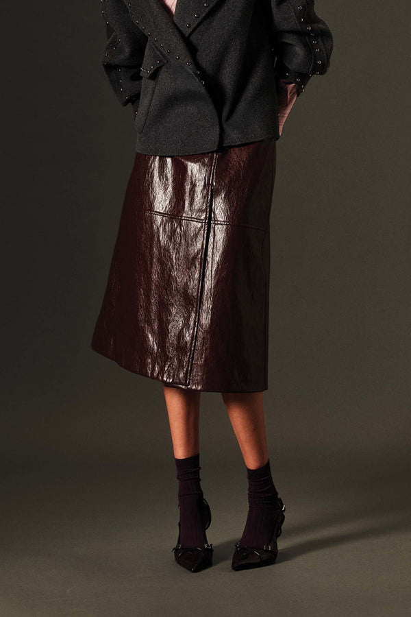 GONNA MIDI IN PELLE VEGAN