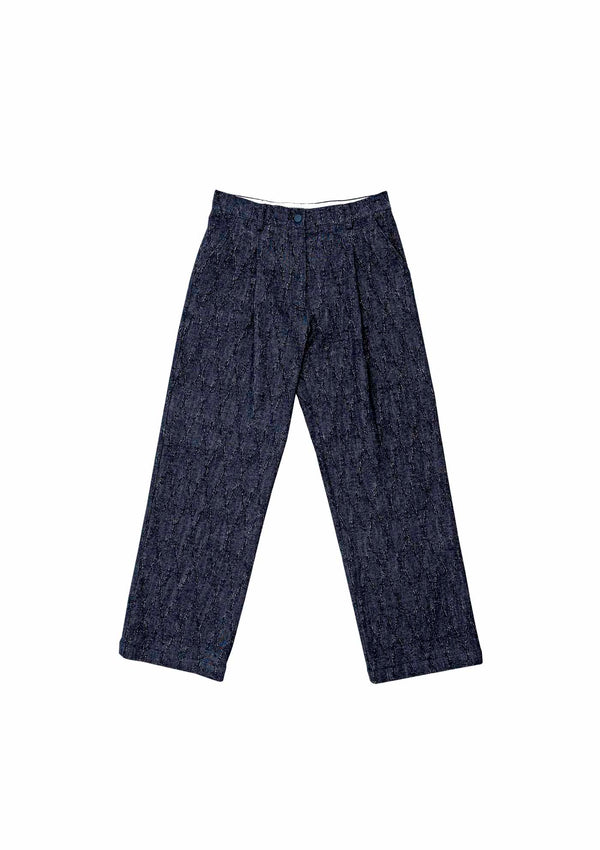 PANTALONI AMPI IN DENIM JACQUARD